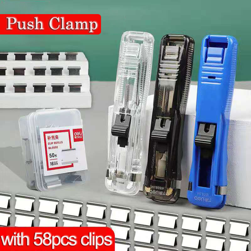 New Push Clip Stapler Staple Remover Binder Push Clamp Tape Dispenser Paper Clips Office Supplies Set Desktop Stapler Office