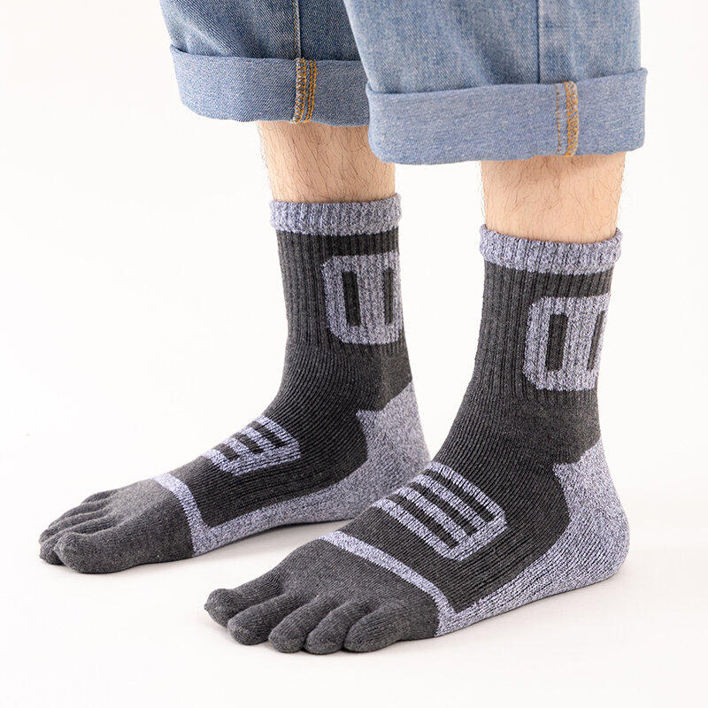 5 Pairs/lot Man Sport Toe Socks Thick Compression Mesh Endurable Fitness Bike Run Outdoor Basketball 5 Finger Socks Four Seasons
