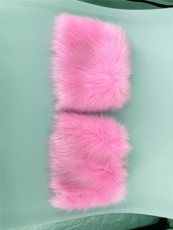 In vendita Mini scaldamuscoli in pelliccia da donna Furry Fuzzy Short Boot Cuff Covers Y2k Bubblegum Dopamine colore rosa caldo B230840