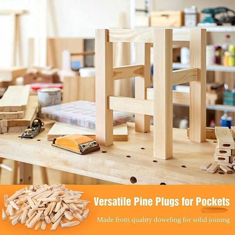 Tappi per fori tascabili in legno massello legno di pino per strumento per la lavorazione del legno con foro tascabile (100 pezzi)