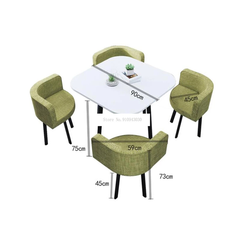 Table basse ronde ou carrée pour 4 personnes, 90CM, avec chaise, combinaison de Table de réception, de négociation, de salon de boissons, de loisirs