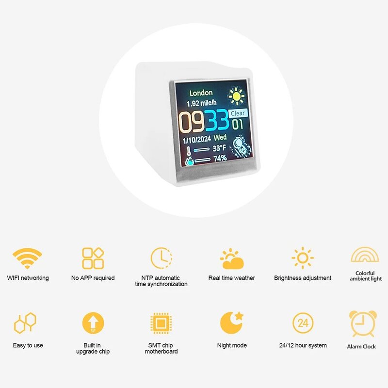 스마트 디지털 홈 실내 온도 습도 계량기 LCD 전자 디지털 비트코인 모니터링 센서 게이지, 와이파이 기상 관측소