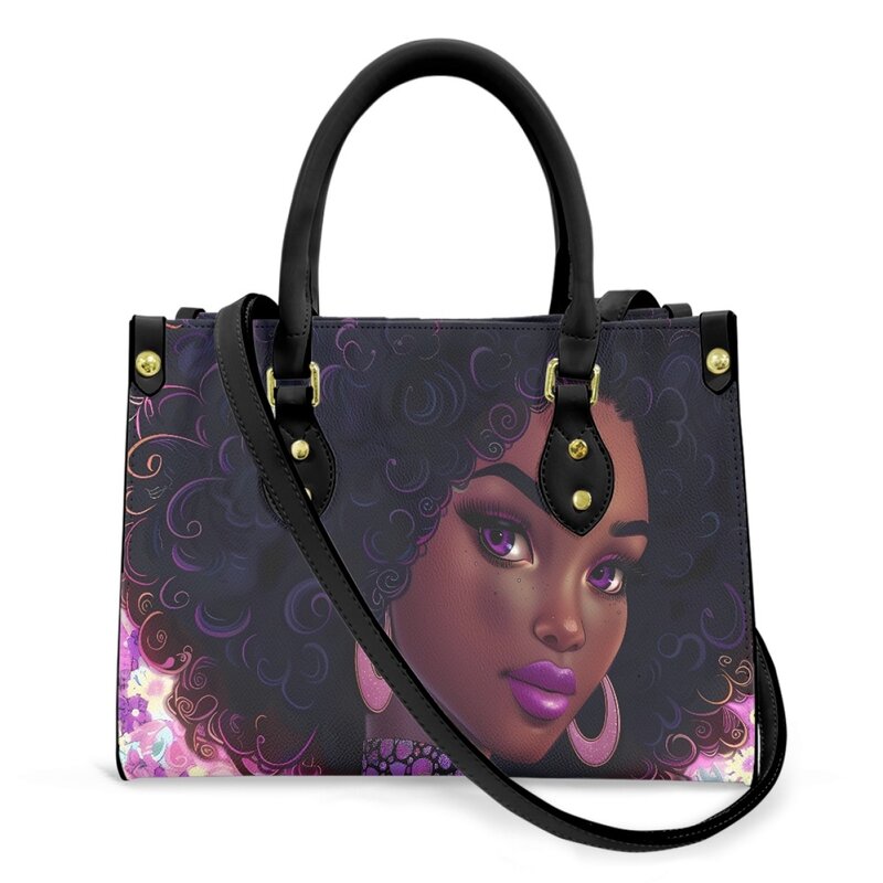 African Girls Handbags Women 2024 Custom Drop Ship POD Luxury PU Leather Female Cross Body Bags Woman Top Handle Bolsa Mujer