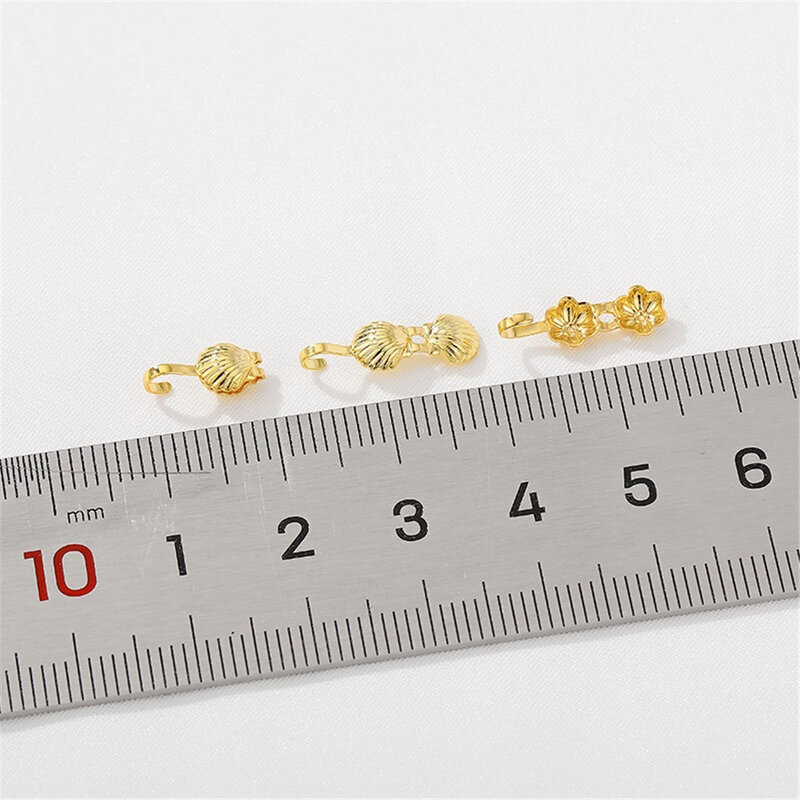 18K złota klamra w kształcie muszli hak kwiatowy ręcznie robiona bransoletka DIY naszyjnik klamra zamykająca pierwsza biżuteria akcesoria K054