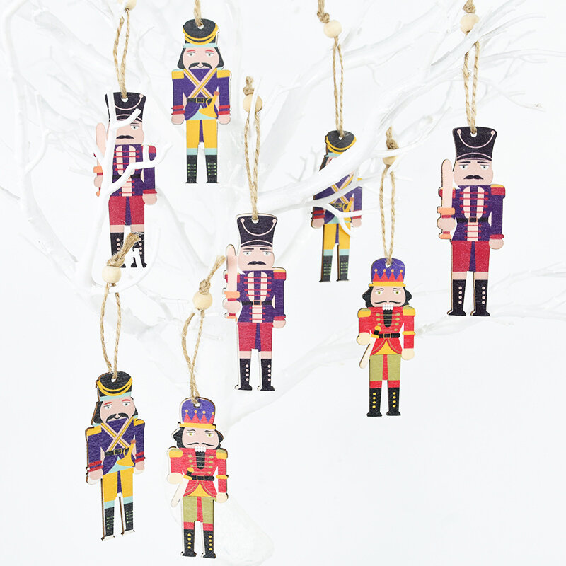 9 Stück Weihnachten Nussknacker Puppe Holz Anhänger Weihnachts baum DIY Handwerk hängen Ornamente Weihnachts feier Home Dekoration