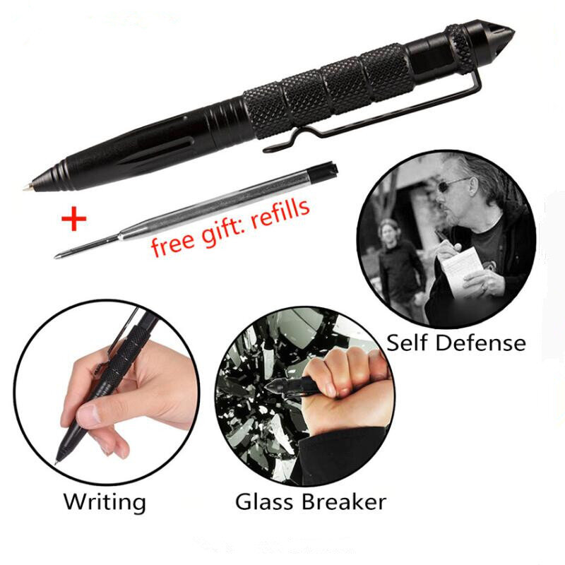 2 PCS Penna Difesa Tattica di Alluminio di Aeronautica Anti-skid Militare Tactical Pen Interruttore di Vetro Penne Selfe Difesa EDC Attrezzature Da Outdoor