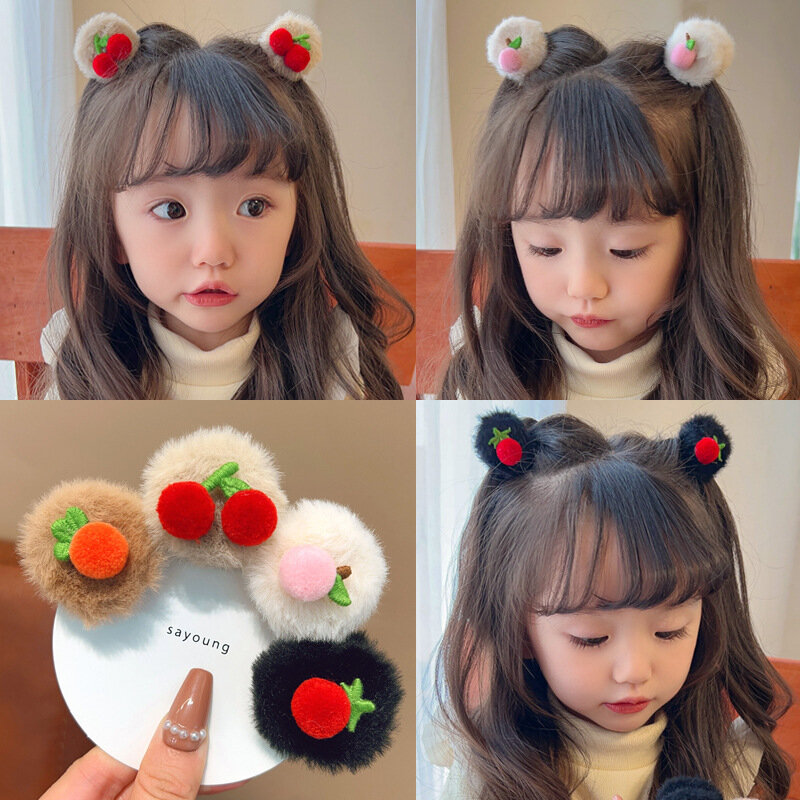 Peluche rosso ciliegia forcine intrecciate a mano ragazze carino copricapo dolci mollette copricapo ornamenti per bambini accessori per capelli regalo