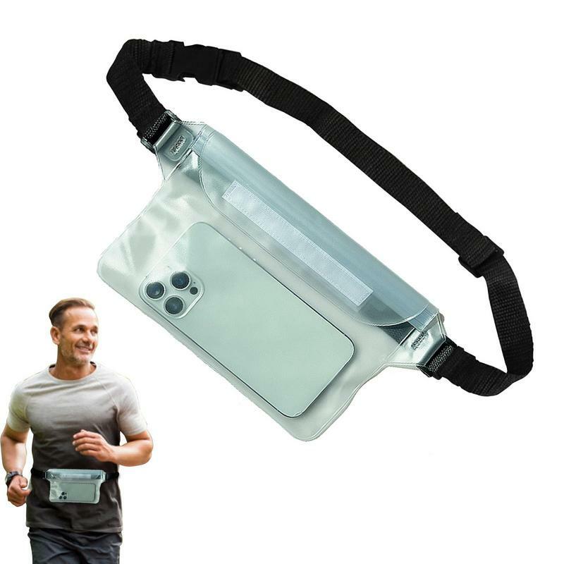 Водонепроницаемая поясная сумка для телефона, пляжные аксессуары для мобильного телефона, вместительная 3-слойная водонепроницаемая сумка для плавания