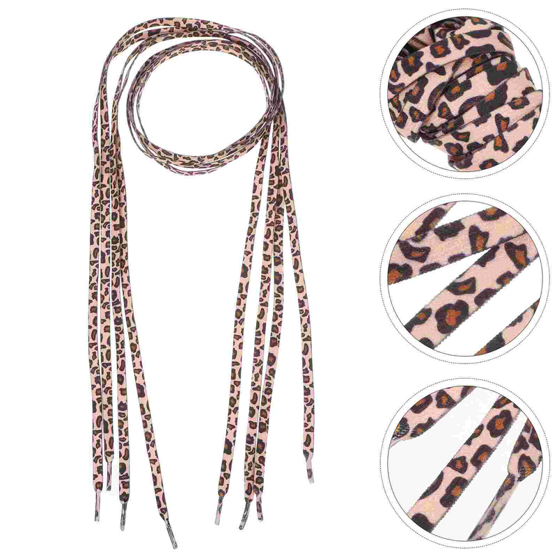 Cordones de encaje de leopardo para zapatos, cordones duraderos planos de poliéster fresco, accesorios de moda, 2 pares