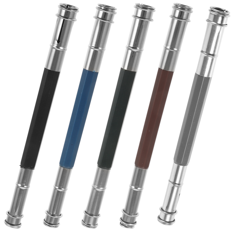 Perlengkapan pensil 5 buah alat artis Extender perpanjang Aksesori tulis kantor pensil warna pemegang arang baja tahan karat