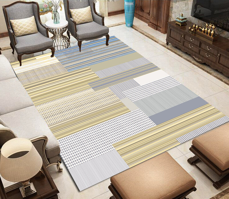 Karpet motif geometris mode Modern karpet ruang tamu Dekorasi tikar lantai kamar tidur lembut anti selip karpet area besar