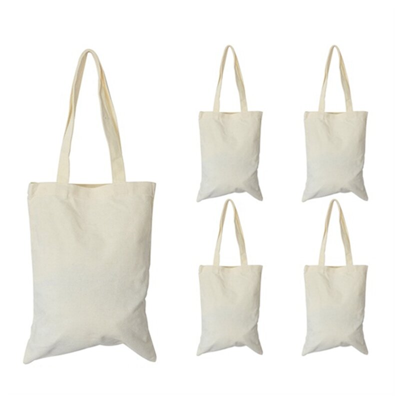 DIY Craft Blank Makeup Bags With Zip Canvas Pen Case DIY Reusable Shopping Grocery Bag