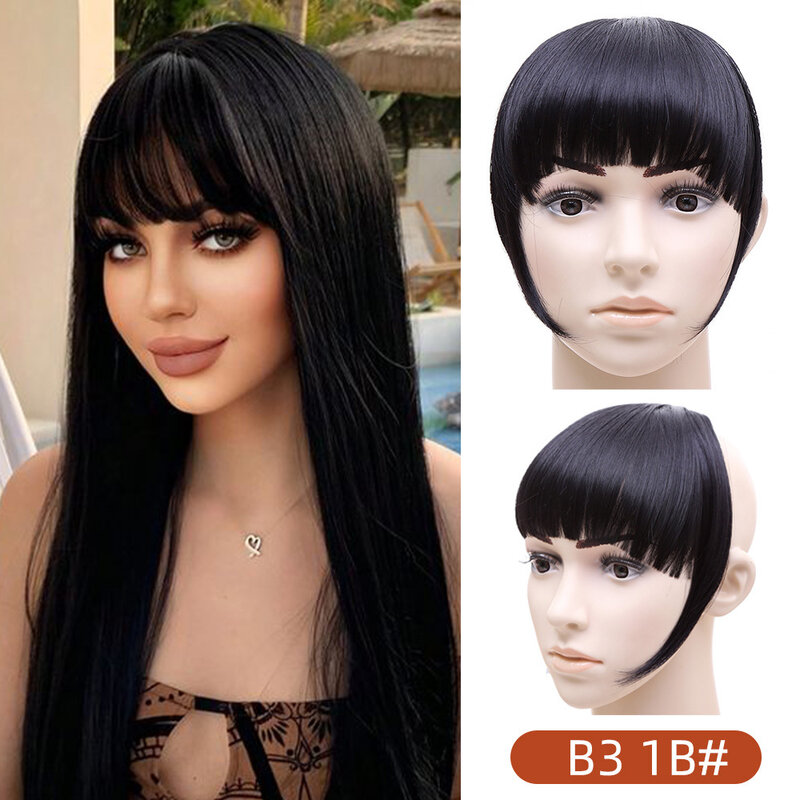 Black Wigs Straight Ombre Synthetic Wigs for Cosplay Long Straight Layered Wigs with Bangs for Women Heat Resistant Fake Bangs
