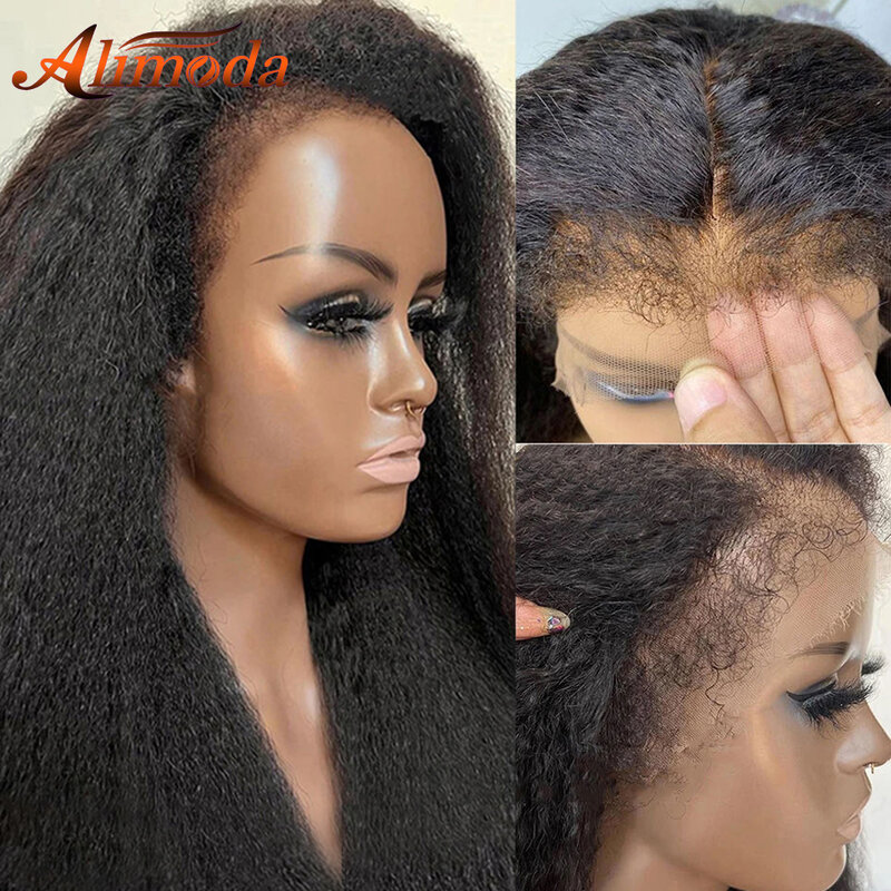Peluca de cabello humano rizado con malla Frontal para mujer, pelo de bebé con rizos 4C, 13x6, HD, 13x4