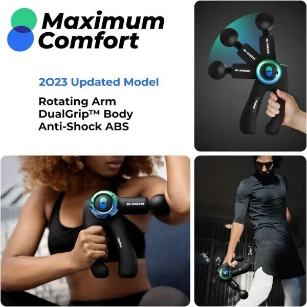 REATHLETE DEEP4S Percussive Therapy Device - Massage Gun for Muscle Treatment - Handheld, Wireless Deep Tissue Massage