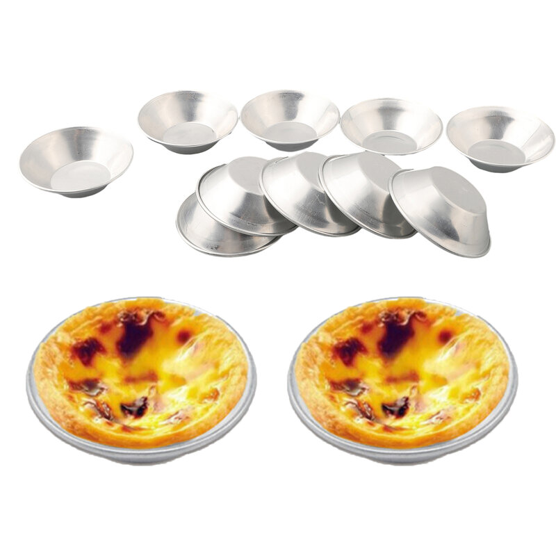 Durable Egg Tart Moulds 10 Pcs Cookie Cupcake Mold Mould Pudding Silver Tools Aluminum Alloy Cake Egg Hot Tart