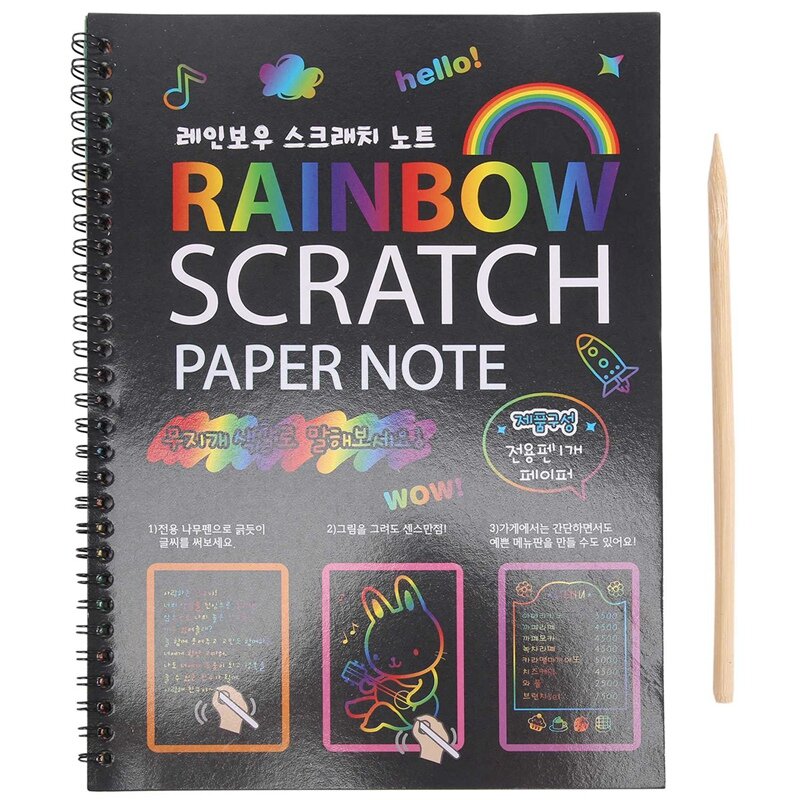 19x26cm große magische Farbe Regenbogen Kratz papier Notizbuch schwarz DIY Zeichnung Spielzeug kratzen Malerei Kind Gekritzel