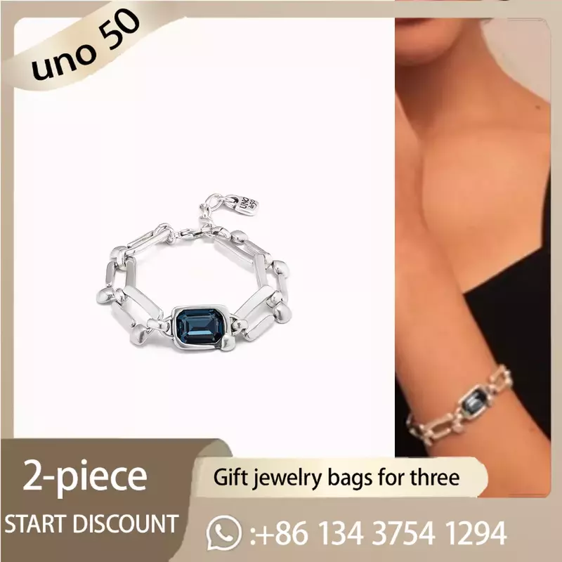 2024 UNO DE 50 Fashion 925 Light Luxury Gemstone Women's Silver Bracelet Romantic Boutique Jewelry