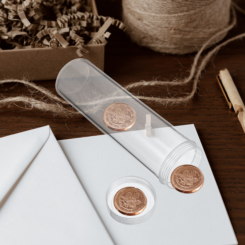 Przezroczysta kufer w kształcie beczki na monety o średnicy 27mm pełna luźna ochrona (27mm pół beczki) 10 sztuk monet dozownika