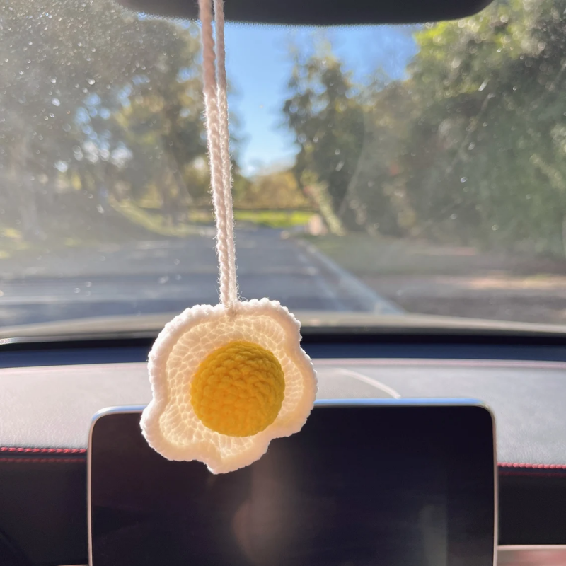 Handmade Car Hanging , Car Accessories, Knitted cute car charms Knitted egg car interior, cute car accessories