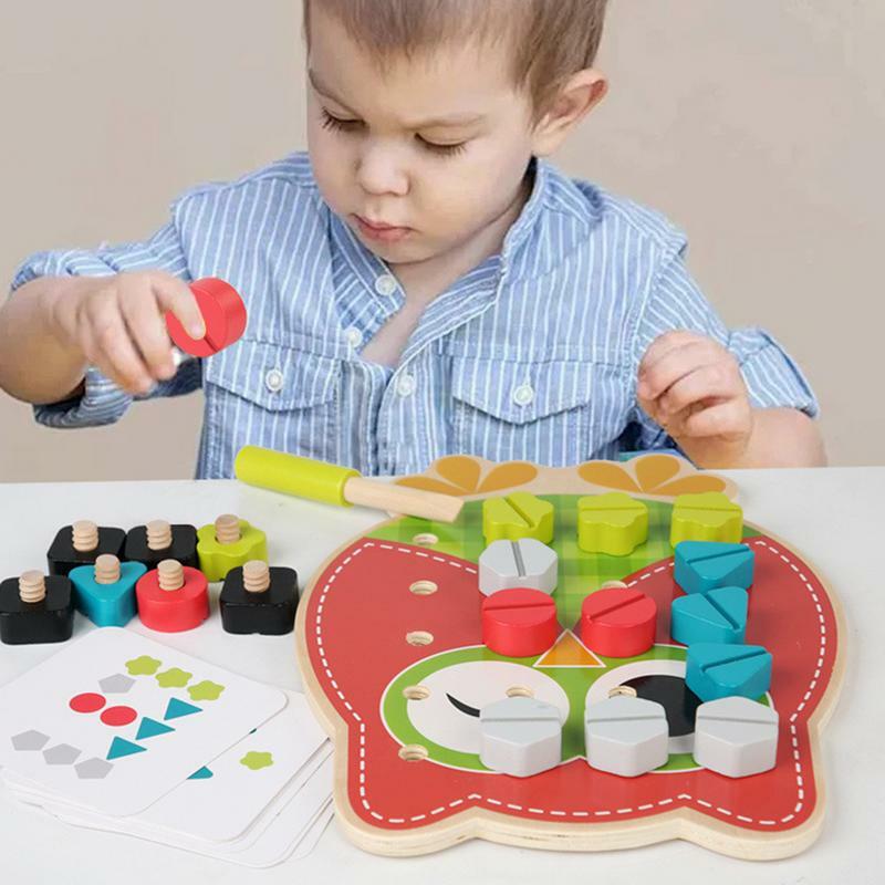 Screwing mainan untuk anak-anak belajar pendidikan sekrup mainan Montessori obeng papan Set untuk anak-anak usia 3 belajar pendidikan