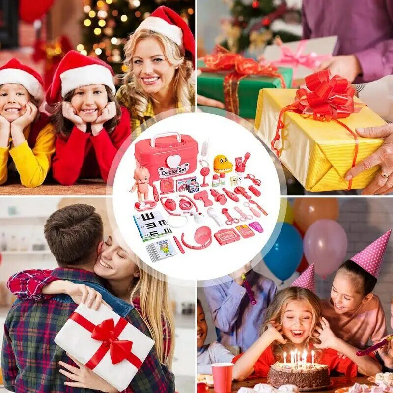 Arts Set Voor Kinderen Doen Alsof Spelen Stethoscoop En Opbergdoos 52 Stuks Dress Up Speelgoed Medische Kit Kerst Verjaardag Cadeau Benodigdheden