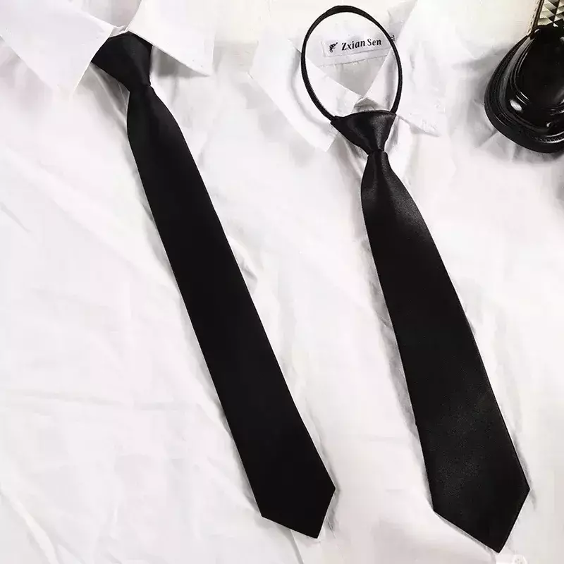 Cravates Rétro Noires Soyeuses à Col Étroit pour Femme, Fermeture Éclair Lisse et Fine, Décontractée, Élégante, Unisexe, 1 à 3 Pièces