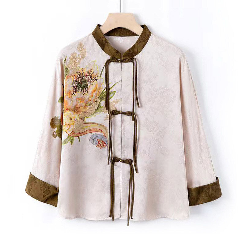 2024 New Chinese Mom Jacket Women Summer New National Wind High-end Jacket Thin Printed Shirt Coat For Middle-aged Oversize Lady
