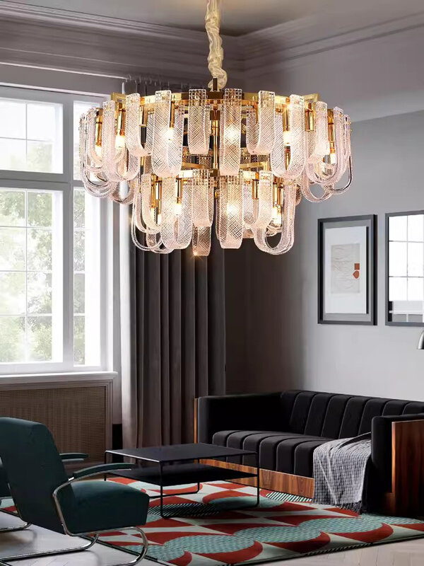 Golden Crystal Ceiling Pendant Lamps American Modern Art Chandelier Pendat Lights Fixture Foyer Bedroom Living Room Home Decor