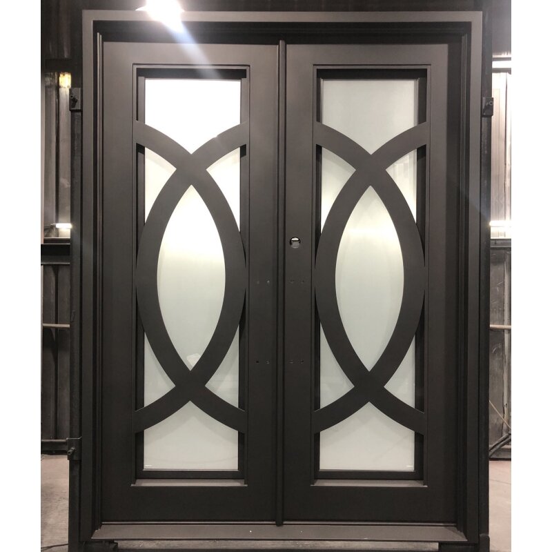 Porta de ferro forjado pré-pendurada para entrada, janela Grill, novo design