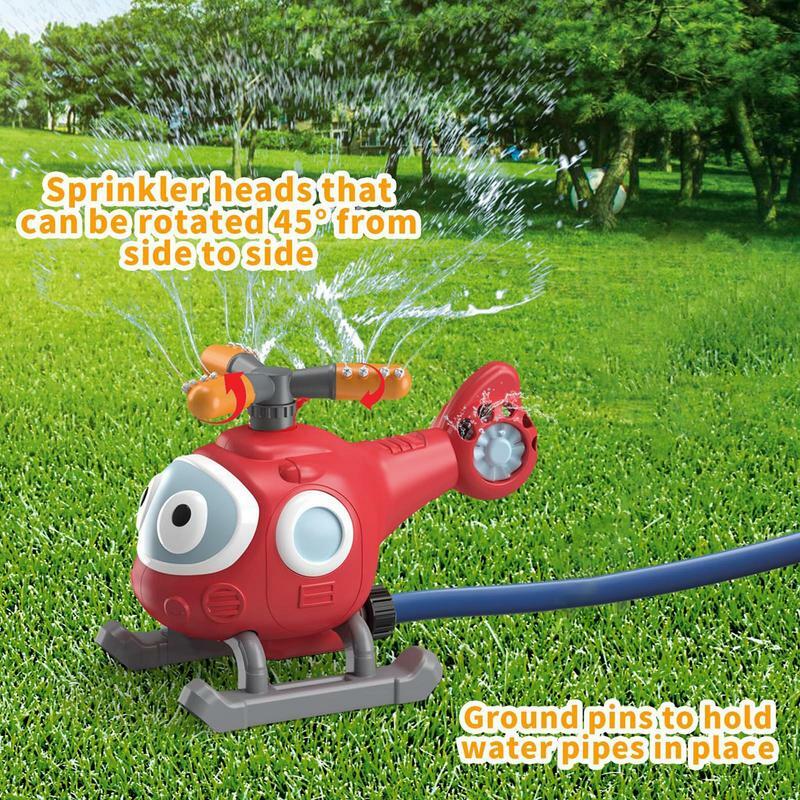 Aspersor giratorio de salpicaduras de dibujos animados, juguete de helicóptero de agua giratorio de 45 grados, aspersor de elevación de presión de agua