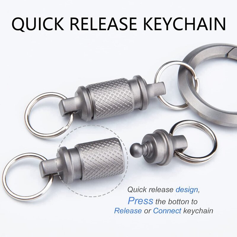 Titânio Quick Release Keychain, chaveiro destacável, chave titular acessório para saco, bolsa, cinto, puxar, 2 pcs