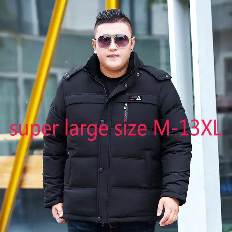 Nowa moda męska bardzo duża krótka gruby płaszcz zimowy biała kaczka puch luźna kurtka puchowa Plus rozmiar M-10XL11XL12XL13X