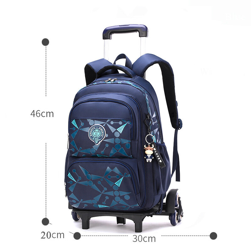 Zaino per bambini impermeabile con ruote borse per il rotolamento dei bagagli grande capacità per i ragazzi borsa da viaggio primaria per bambini con ruote staccabili