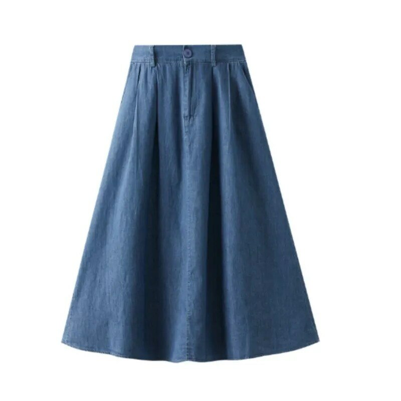 Женская джинсовая юбка, новая осенне-зимняя длинная юбка с карманами, облегающая трапециевидная юбка с высокой талией, длинная юбка