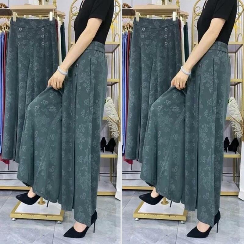 Comfortable Women Casual Pants Stylish Women's Floral Print Wide Leg Pants with Reinforced Pockets for Streetwear Summer for A