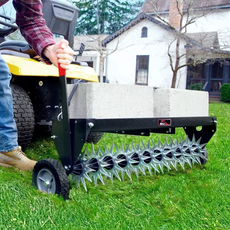 Tow Behind Spike Aerator with Transport Wheels, 40" Garden Soil Relaxation