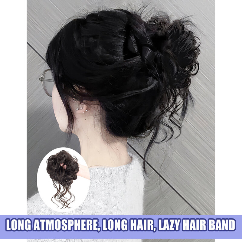Peluca sintética con cabeza de bola de barba de dragón perezoso, anillo de Peluca de cabello sintético femenino, artefacto de fotografía de peinado coreano