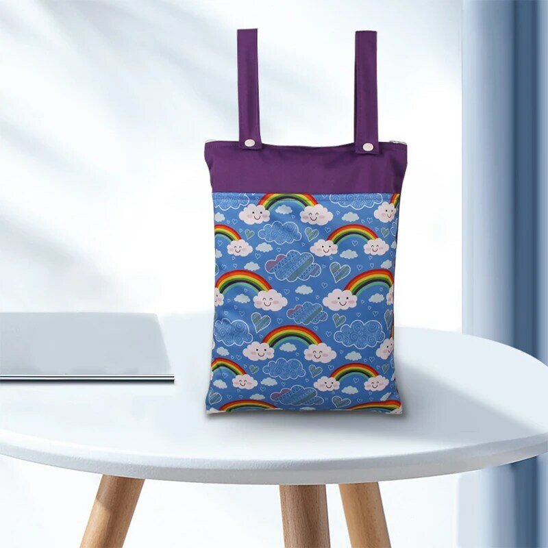 BIAI 2PCS Waterproof Zipper Reusable Bag Washable Baby Clothes Storage Bag Organizer Tote Bag for Swimsuits Wet Clothes 25*35CM