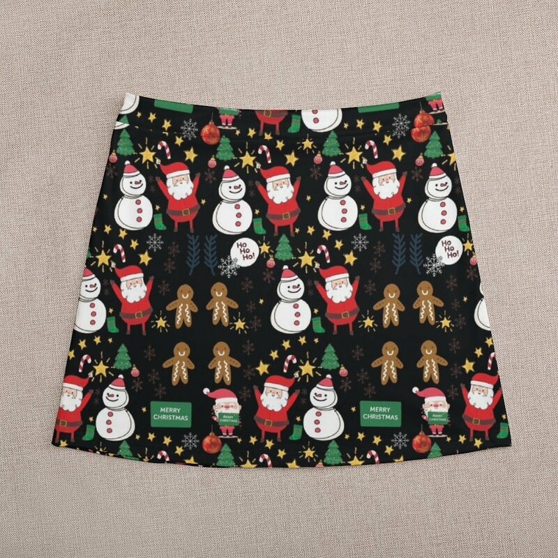 가족용 홀리데이 크리스마스 패턴, 재미있는 귀여운 그래픽 디자인 미니 스커트 드레스, 무도회 카와이 옷