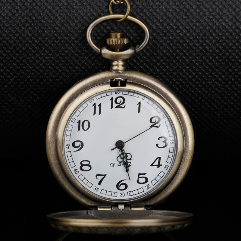 빈티지 세 가지 삼각형 조각 석영 포켓 시계 목걸이 펜던트 할로윈 선물, 여성 또는 남성용 고리 체인