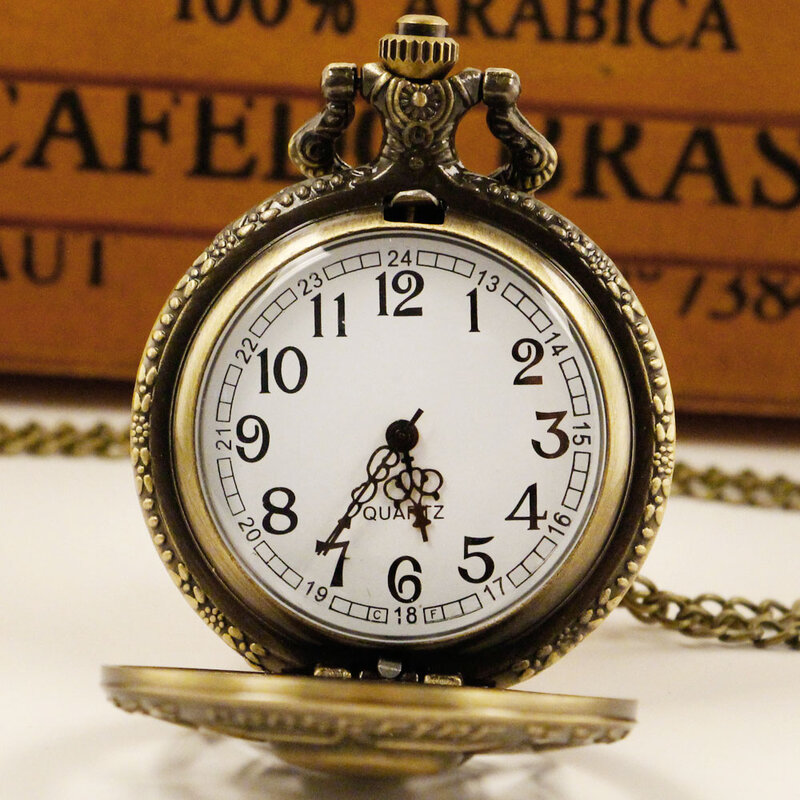 นาฬิกาพกลายกะโหลกควอทซ์สีดำนาฬิกา Steampunk สำหรับแฟนๆของขวัญของที่ระลึกพร้อม Jam rantai