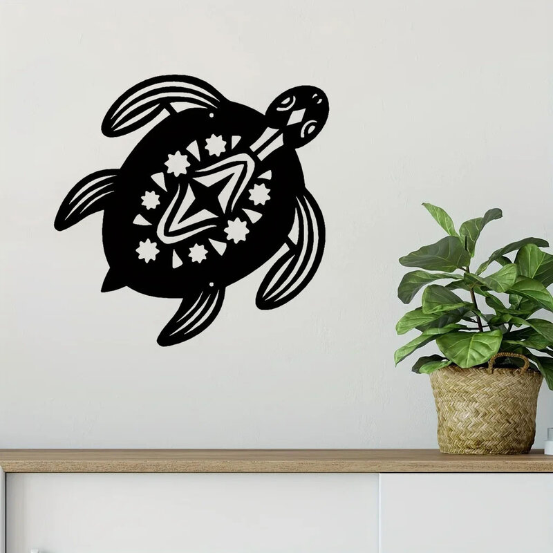 Art mural en métal de plage d'océan de tortue de bébé côtière, artisanat, art de mur, décoration intérieure, tentures murales de maison, silhouette d'art de fer