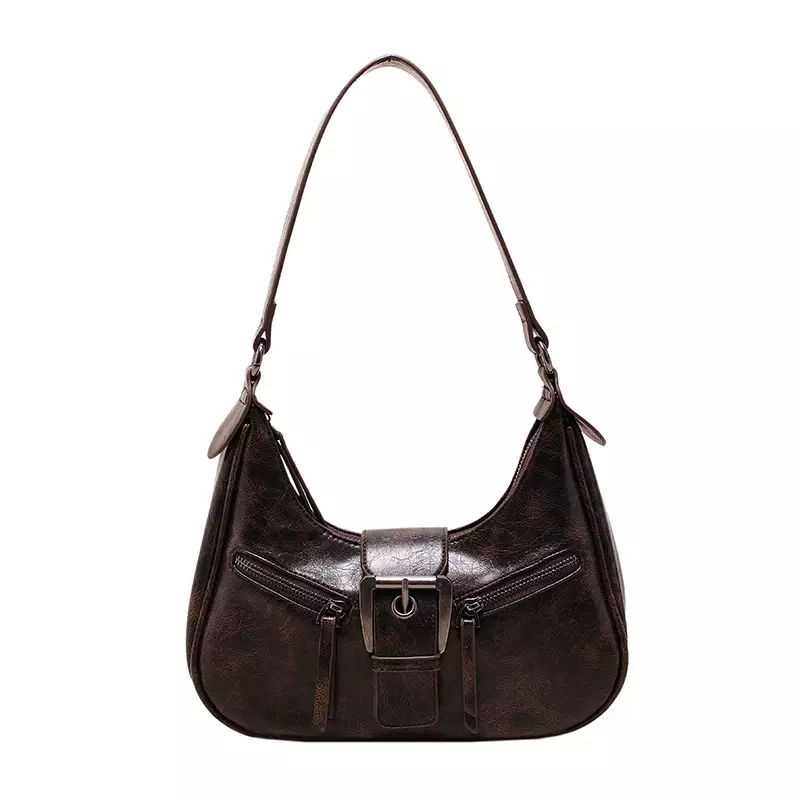 LEFTSIDE Retro Belt Design PU Leather Shoulder Bags for Women 2023 Y2K Small Vintage Female Underarm Crossbody Bag Handbags