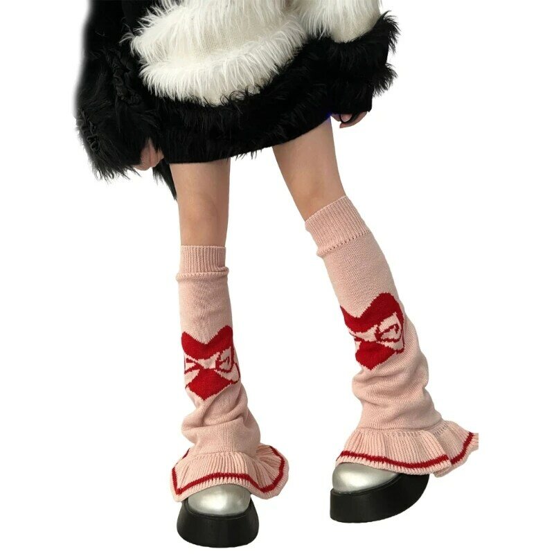 2024 New Women Fashion Leg Warmers Bow Knit Long Leg Socks Warm Students Girl Boot Socks