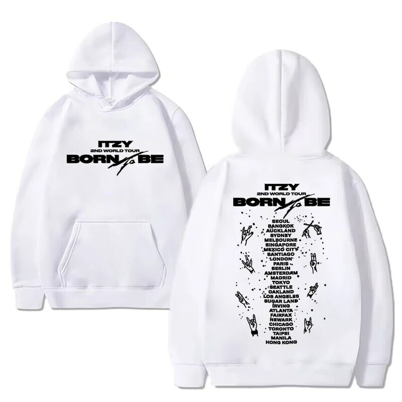 Kpop ITZY Born To Be 2nd World Tour Sweatshirt Men Women Y2k Fashion Fleece Long sleeve Hoodies Unisex Casual Oversized pullover