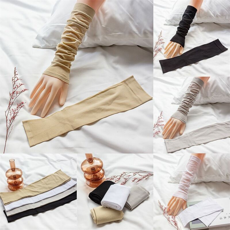 ถุงมือกันแดดแขนเทียมสำหรับกลางแจ้งผ้าไอซ์ซิลค์ปลอกแขนป้องกันรังสียูวี