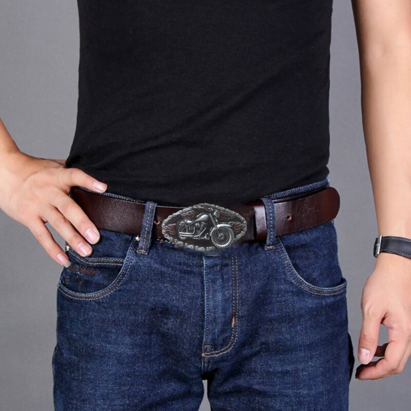 Fibbia per cintura con motivo motociclistico in rilievo in metallo vintage Fibbia per cintura delicata Accessori per cinturini