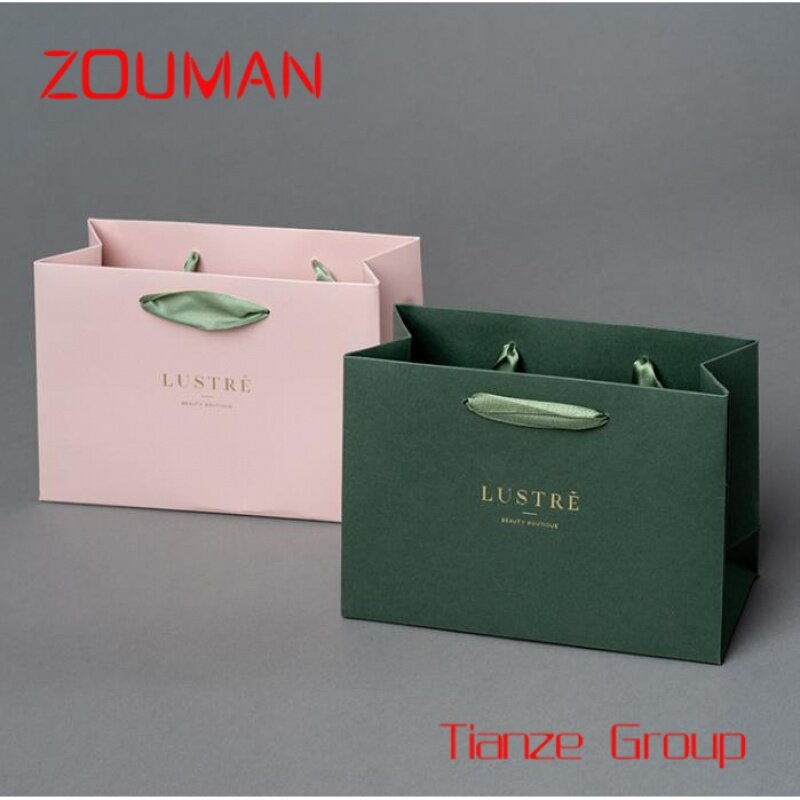 Boutique all'ingrosso private label elegante lusso piccolo nero rosa gioielli confezione regalo shopping sacchetti di carta con il proprio logo