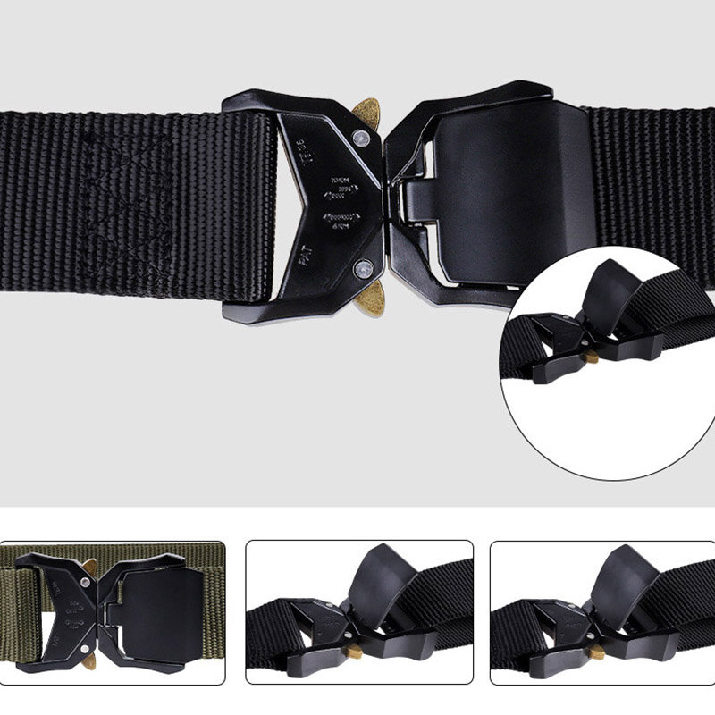 Cinturón de aleación de aluminio para hombre y mujer, hebilla de liberación rápida, cubierta de cintura de 125cm de nailon 1200D, edición coreana, cinturón de entrenamiento táctico, nuevo